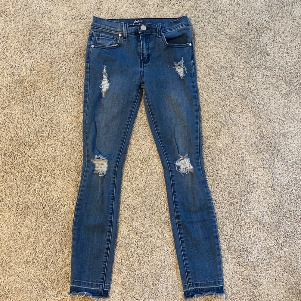 Pinc dark blue ripped skinny jeans